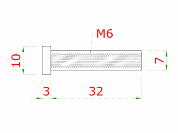 Úchyt pro držák na nerezové lanko, se závitem M5x32 mm, broušená nerez K320 / AISI304
