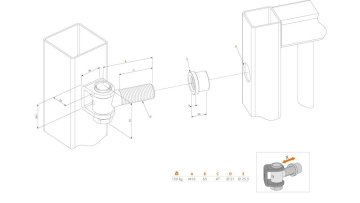 LOCINOX® G90Z-B, Pant navařovací M16, 90° otevíratelný, nastavitelný 1D, pozink