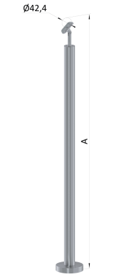 Nerezový sloup, vrchní kotvení, bez výplne, vrch nastavitelný (ø 42.4x2mm), broušená nerez K320 /AISI316