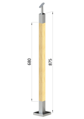Dřevěný sloup, vrchní kotvení, bez výplně, vrch nastavitelný (40x40mm), materiál: buk, broušený povrch s nátěrem BORI (bezbarvý)