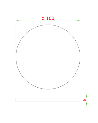 Ukončení-krytka (ø 100mm / H: 6mm), broušená nerez K320 / AISI304