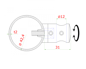 Nerezový sloup, boční kotvení, 5 řadový průchozí, vnitřní, vrch pevný, (ø 42.4x2mm), broušená nerez K320 /AISI304