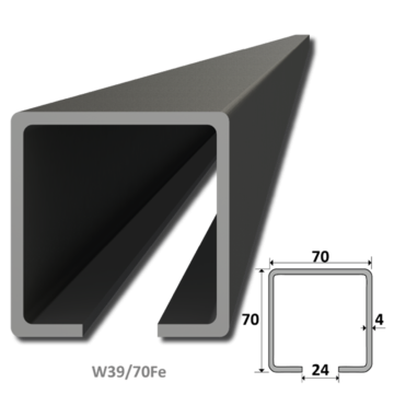 C profil 70 x 70 x 4 x 7000 mm, černý Fe