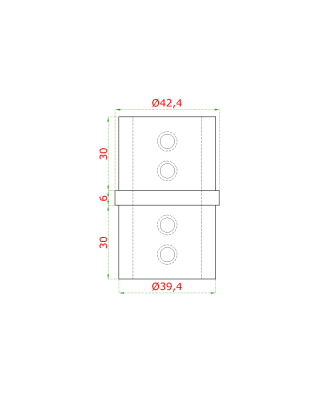 Přechod - přímý (ø 42,4x1,5 mm) na madlo EB1-HM42, lepený spoj, broušená nerez K320 / AISI304