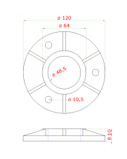 Příruba na trubku ø48,3 mm (ø120 / 8,8 mm), broušená nerez K320 / AISI304