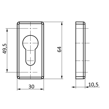 Hliníková rozeta, cylindrická vložka, broušený černý elox