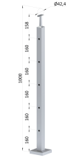 Nerezový sloup, vrchní kotvení, 5děrový průchozí