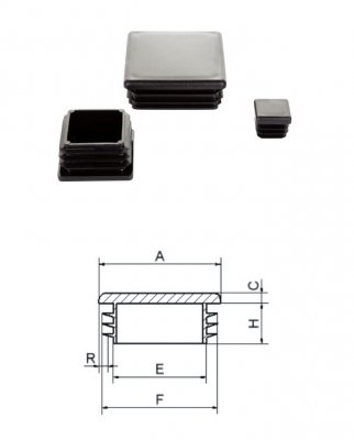 Krytka plastová 60x60x3-5mm - Barva ZK: Černá