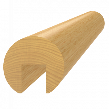 Dřevěný profil (ø42mm/L:3000mm) s drážkou 17x20mm, materiál: buk, broušený povrch bez nátěru, balení: PVC fólie, necinkovaný materiál