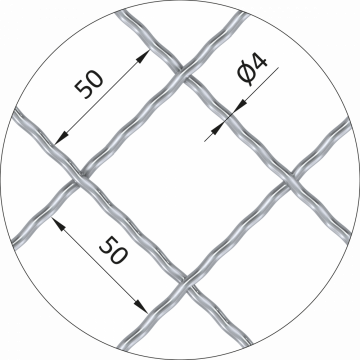 Žebírkové pletené síto - vzor Diamant, oko: 50x50mm, průměr pletiva ø4mm, rozměr 1000x2000mm, pozinkované