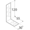 úhelník nastaviteľný 120x55x30mm, 2,0mm, pozink, diery 5mm-10ks, díry 6,5/58,5mm-1ks, 8,5/21,5mm-1ks