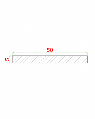 Nerezová tyč plochá 50x5 mm, cena za 1 ks (1 m), broušená nerez K320 / AISI304 - Délka: 1m