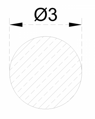 Tyč kruhová ø3 mm, cena za 1ks (1 m), kartáčovaná nerez / AISI304