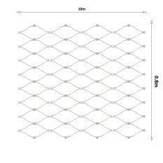Nerezová síť, 0,8x10m, oka 50x50mm, tloušťka 1,5mm, AISI316
