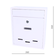 Poštovní schránka (260x310x95 mm, tloušťka materiálu 0,6 mm), max. formát listu: A4, BÍLÁ