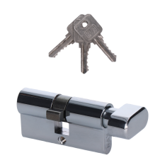 Cylindrická vložka EURO 30/30mm s kulkou, niklová, 3 klíče, šroub M5x65mm