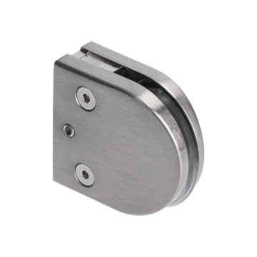 ZAMAK broušená svorka skla plochá (56x53x23 mm), pro sklo 8-10 mm, balení obsahuje gumičky, materiál: slitina AL/ZN, svorka se přímo úměrně zvětšuje s šířkou skla
