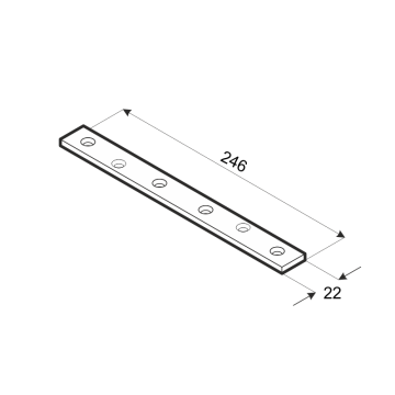 Plochá spojka 246x22mm, 2,0mm pozink, počet děr o průměru 4,5mm-6ks
