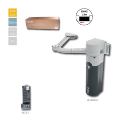 Walky Velmi rychlý pákový pohon pro velmi lehkou křídlovou bránu do 1,8m délky, s vestavěnou elektronikou