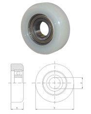Polyamidové kolečko D-43, d-15, B-18mm s ložiskem