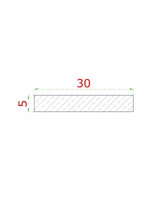 Nerezová tyč plochá 30x5mm, cena za 1ks(1m) brúsená nerez K320 /AISI304 - Délka: 1m