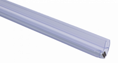 Plastové těsnení magnetické, na sklo 10mm, mezi dvoje skleněné dveře, 90°, 2200mm, 2ks