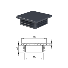 Krytka plastová 80 x 80 x 5 - 8 mm, antracit