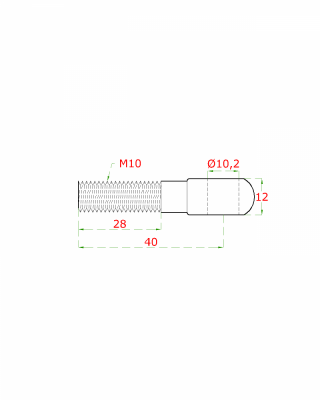 úchyt pre držiak lanka (M10 x 40mm), brúsená nerez K320 /AISI304 DIN444