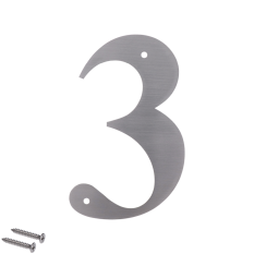 Číslo domovní 3, (127x1.5mm), s dírami, broušená nerez K320 / AISI 304