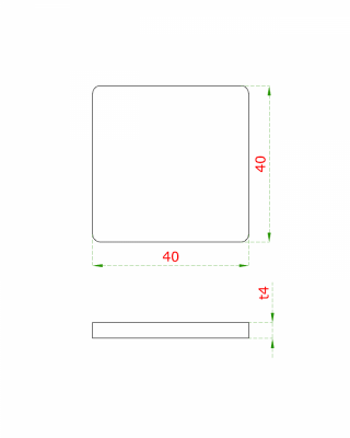 Ukončení-krytka čtvercová (40x40x4,0 mm), broušená nerez K320 / AISI304