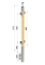 Dřevěný sloup, boční kotvení, výplň: sklo, průchozí, vrch pevný (40x40mm), materiál: buk, broušený povrch bez nátěru