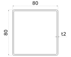 Profil uzavřený 80x80x2mm, cena za 1ks(1m), broušená nerez /AISI304