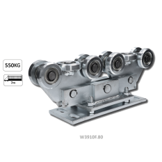 Vozík pro C-profil 80x80x5 mm výškově nastavitelný, 10x ocelové kolečko s ložiskem 6204ZZ, galvanické zinkování