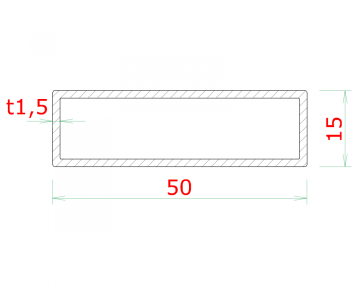 Profil uzavřen 50x15x1.5mm, cena za 1ks (5m), broušená nerez K320 /AISI304