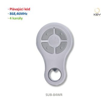 4-kanálový vysílač 868MHZ, plovoucí kód, voděodolný, bílý