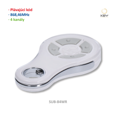 4-kanálový vysílač 868MHZ, plovoucí kód, voděodolný, bílý