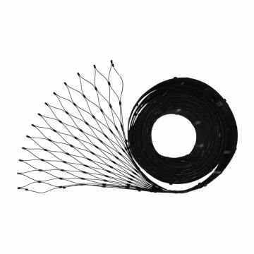 Nerezová lanková síť, 0,8m x 10m (šxd), oko 60x104 mm, tloušťka lanka 2mm, AISI316, barva: Černá, (V nerozloženém stavu má síť 11,92m)