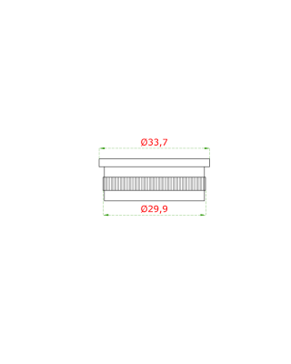 Ukončení - zátka na trubku ø 33.7mm, broušená nerez K320 / AISI304