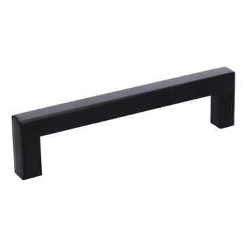 Nerezová úchytka (madlo) pro rozteč 128mm (140x128mm madlo 12x12mm, výška 32mm), dutá, barva: černá, nerez K320 /AISI304, balení obsahuje šrouby