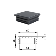 Krytka plastová 60 x 60 mm, antracit