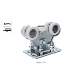 Vozík pro C-profil 80x80x5/4mm výškově nastavitelný, 5x polyamidové kolečko s ložiskem 6204ZZ, galvanické zinkování