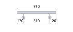Madlo ø 42.4mm, L-750mm, broušená nerez AISI316