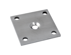 Kotevní deska (92x92x6 mm) na dřevěný sloup 40x40 mm, otvor ø 25 mm, broušená nerez K320 / AISI304