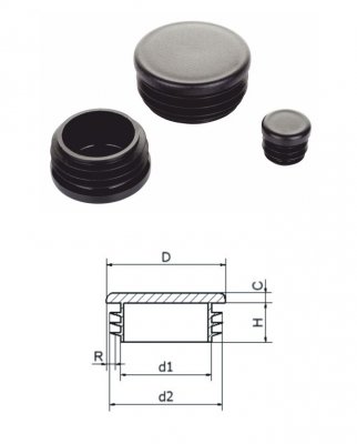 Vnútorná krytka guľatá ø 26,4mm plastová - Barva ZO: Čierna