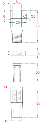 Úchyt pro nerezové lanko 4 mm, broušená nerez K320 / AISI304