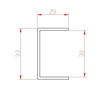 U-profil L = 2000 mm, 20 x 33 x 20 x 1,5 mm, zinkovaný plech, použití pro lamelu KLZ35Zn, cena za 2 metrový kus