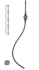 Kovaná výplň zábradlí H 1000xL160mm,12x12mm,válcovaná ocel