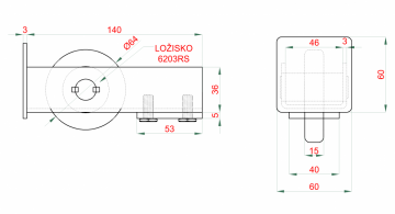 Náběhové kolečko samonosné brány pro profil 60x60x4 mm
