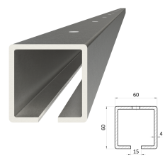C profil 60x60x4mm s otvormi, pozinkovaný, dĺžkam 2m