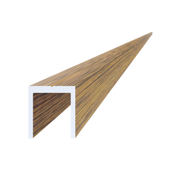 U profil 20,5x22mm, práškový lak, struktura OŘECH, L-6000mm